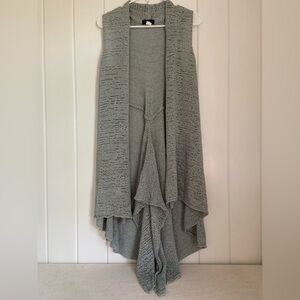 Belamie open Top womens L Gray Sleeveless Drape knit Cardigan waterfall vest